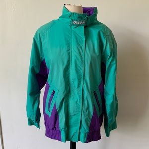 Vintage 1990’s Green and Purple Color Block Windbreaker